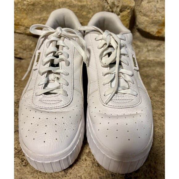 PUMA Cali Wedge Platform White Leather Sneakers Trainers Shoes 373438_01 W’s 9.5 - Picture 4 of 8